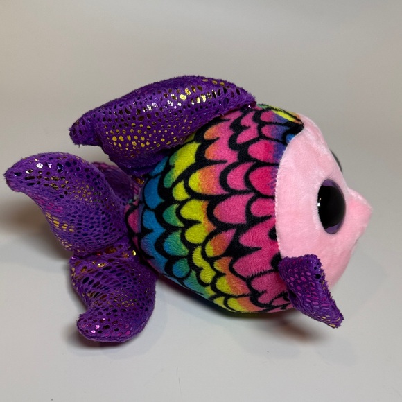 Ty Plush Fish Toy with Pink and Purple - Picture 9 of 12